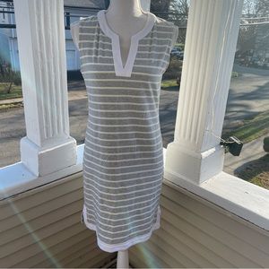 Nautica Striped Sleeveless V-Neck Stretch Cotton Dress Size M